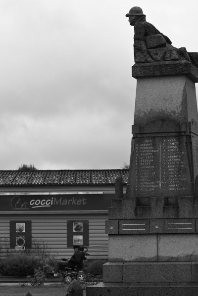 Serge-Philippe-Lecourt-2015-Monument-aux-morts-St-Germain-de-Tallevende-fauteuil-roulant