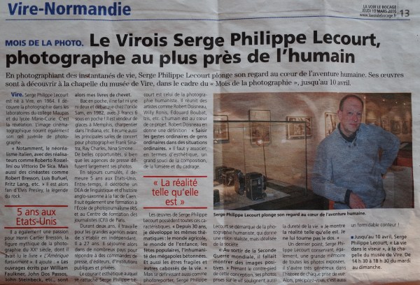 Article La voix le bocage 10 mars 2016 Serge Philippe Lecourt photographe au plus pres de l humain